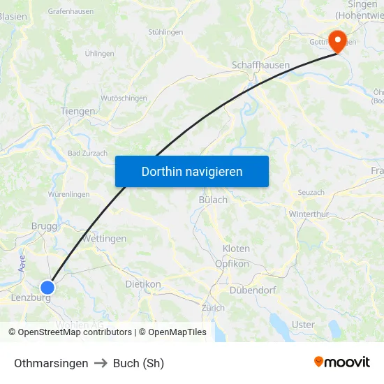 Othmarsingen to Buch (Sh) map