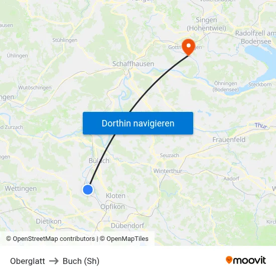 Oberglatt to Buch (Sh) map