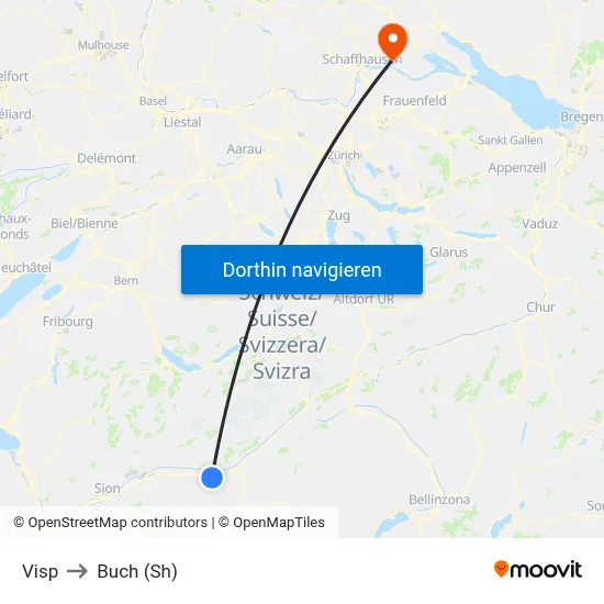 Visp to Buch (Sh) map