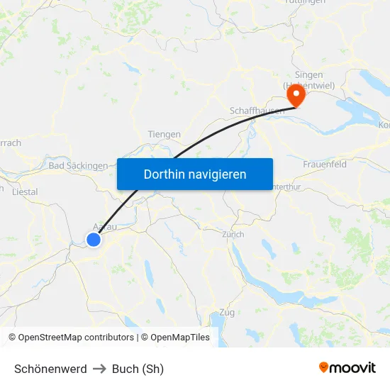 Schönenwerd to Buch (Sh) map