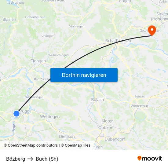 Bözberg to Buch (Sh) map
