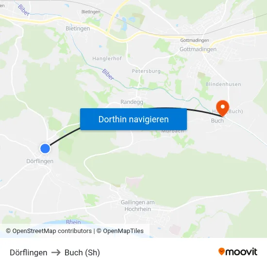 Dörflingen to Buch (Sh) map