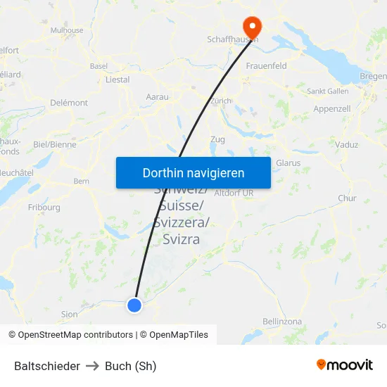 Baltschieder to Buch (Sh) map