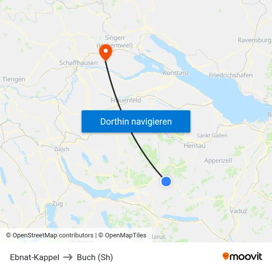 Ebnat-Kappel to Buch (Sh) map
