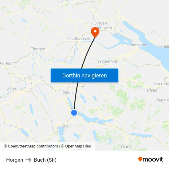 Horgen to Buch (Sh) map