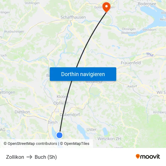 Zollikon to Buch (Sh) map
