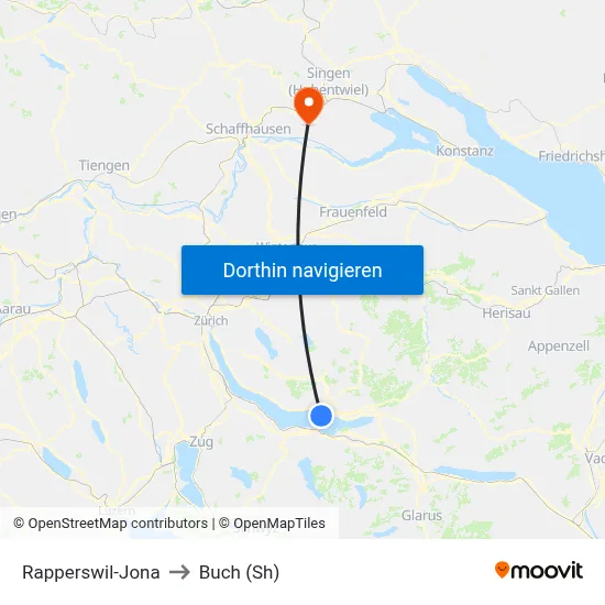 Rapperswil-Jona to Buch (Sh) map