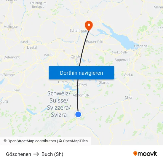 Göschenen to Buch (Sh) map