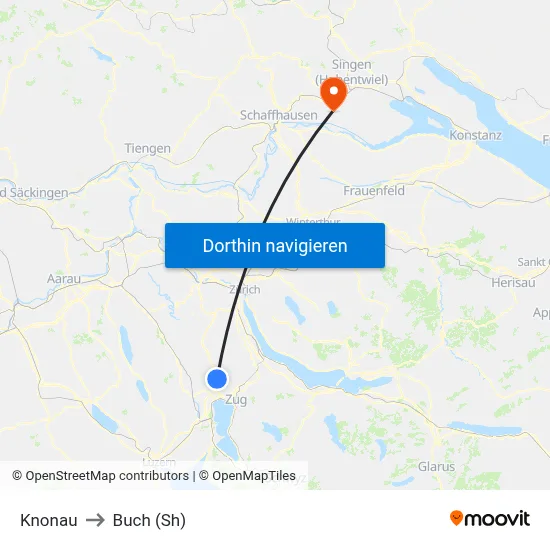 Knonau to Buch (Sh) map