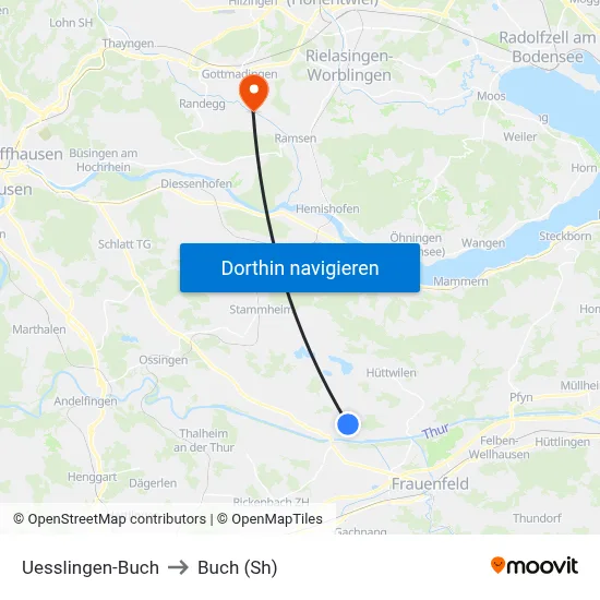 Uesslingen-Buch to Buch (Sh) map