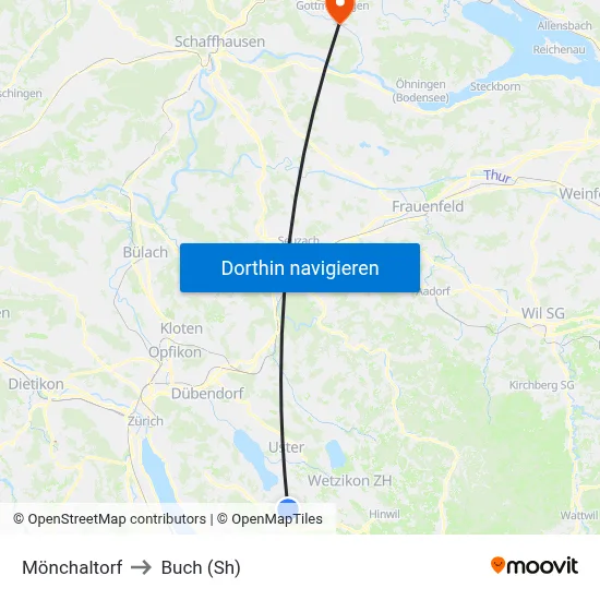 Mönchaltorf to Buch (Sh) map