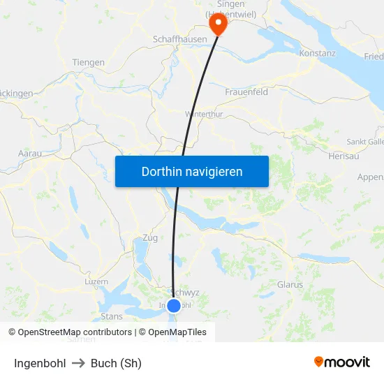 Ingenbohl to Buch (Sh) map