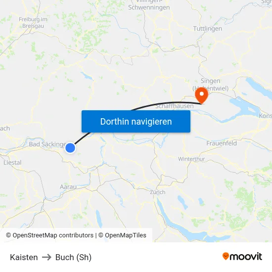 Kaisten to Buch (Sh) map