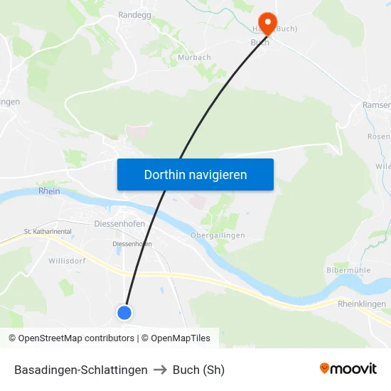 Basadingen-Schlattingen to Buch (Sh) map