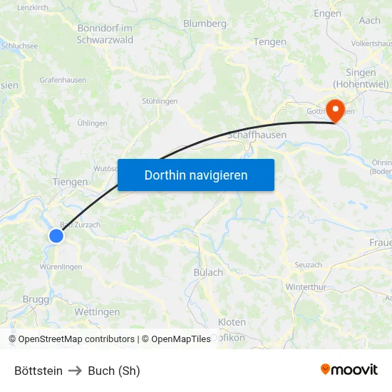 Böttstein to Buch (Sh) map