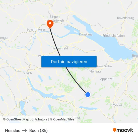 Nesslau to Buch (Sh) map