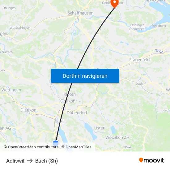 Adliswil to Buch (Sh) map