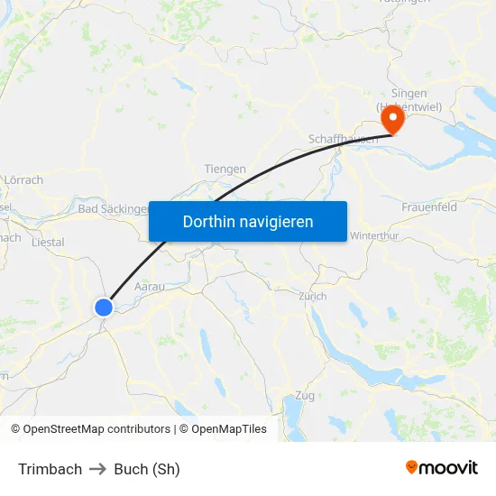 Trimbach to Buch (Sh) map