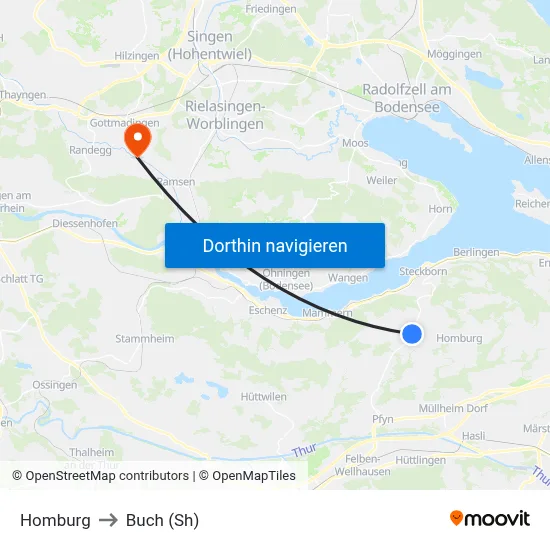 Homburg to Buch (Sh) map