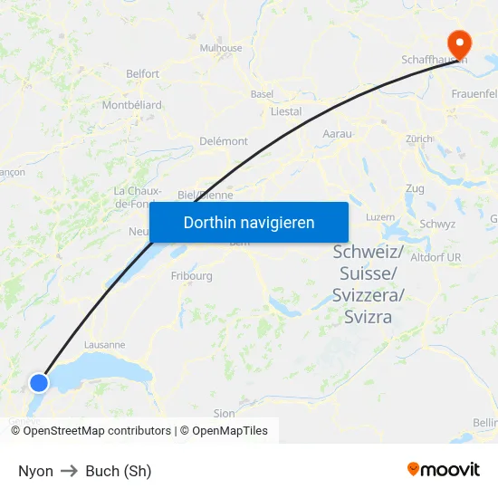 Nyon to Buch (Sh) map