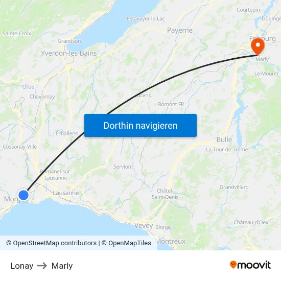 Lonay to Marly map