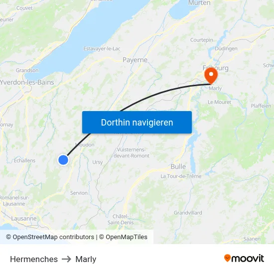 Hermenches to Marly map