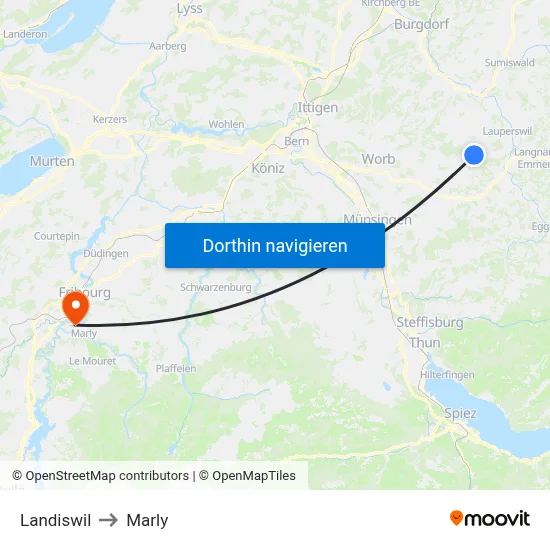 Landiswil to Marly map