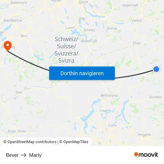 Bever to Marly map