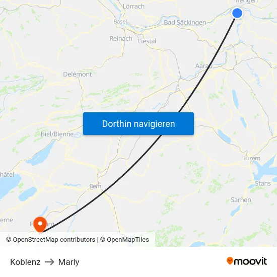 Koblenz to Marly map