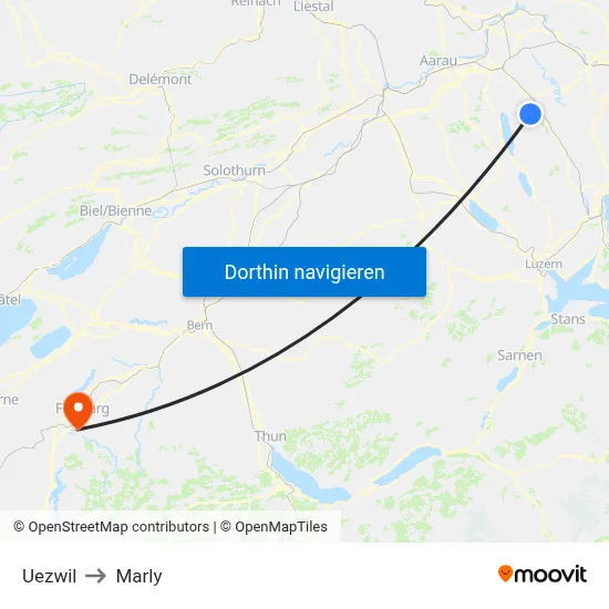 Uezwil to Marly map