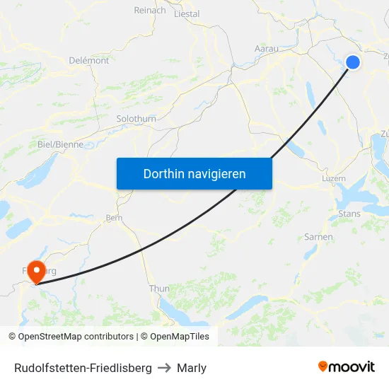 Rudolfstetten-Friedlisberg to Marly map