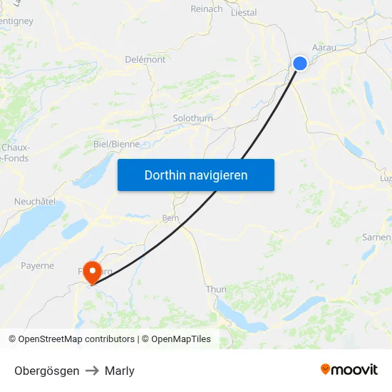 Obergösgen to Marly map