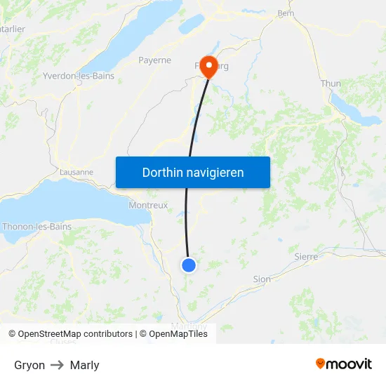 Gryon to Marly map