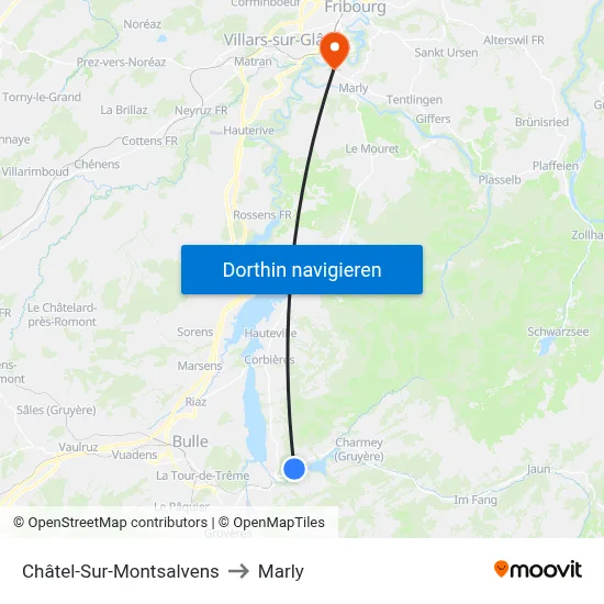 Châtel-Sur-Montsalvens to Marly map