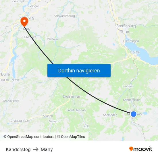 Kandersteg to Marly map