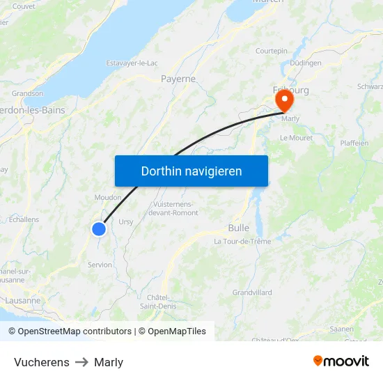 Vucherens to Marly map