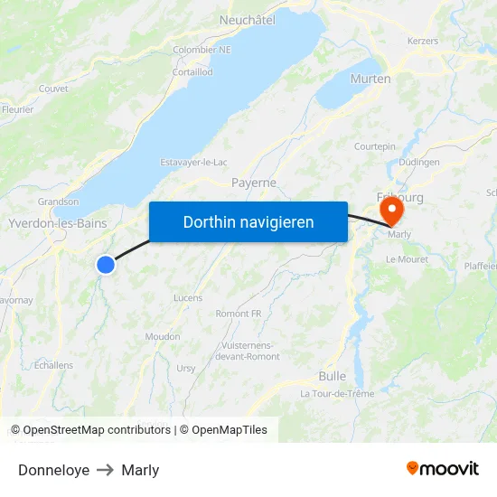 Donneloye to Marly map