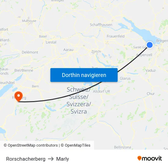Rorschacherberg to Marly map