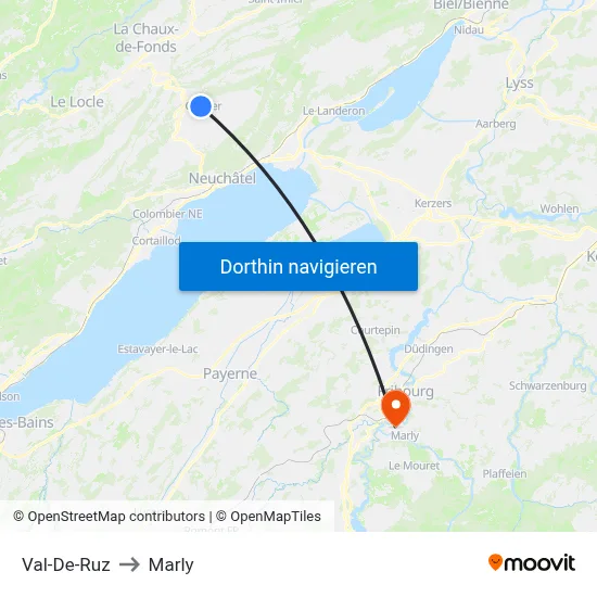 Val-De-Ruz to Marly map
