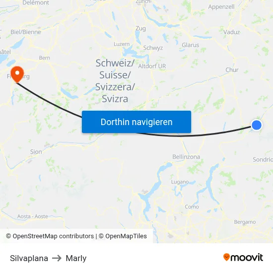 Silvaplana to Marly map