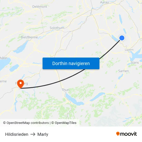 Hildisrieden to Marly map