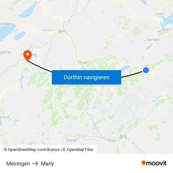 Meiringen to Marly map