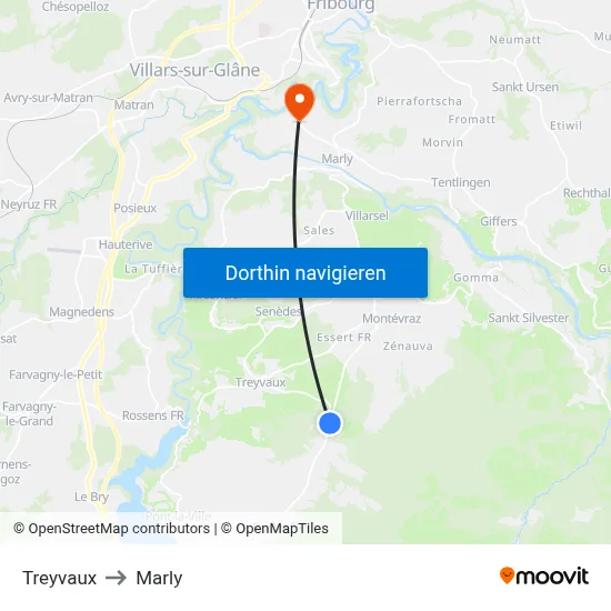 Treyvaux to Marly map