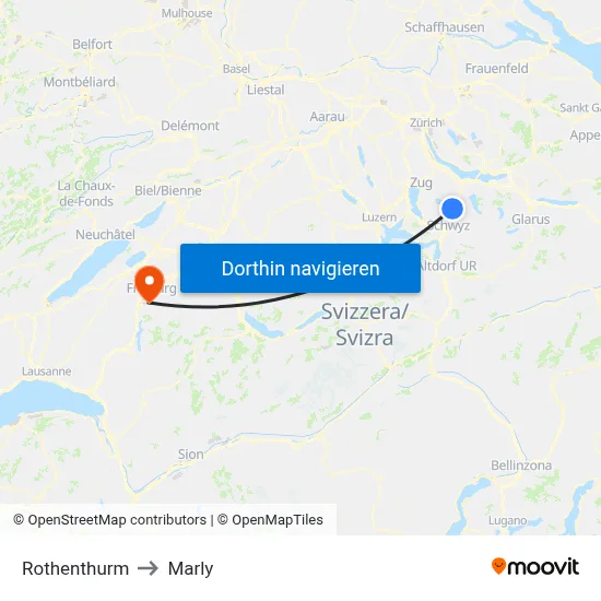 Rothenthurm to Marly map