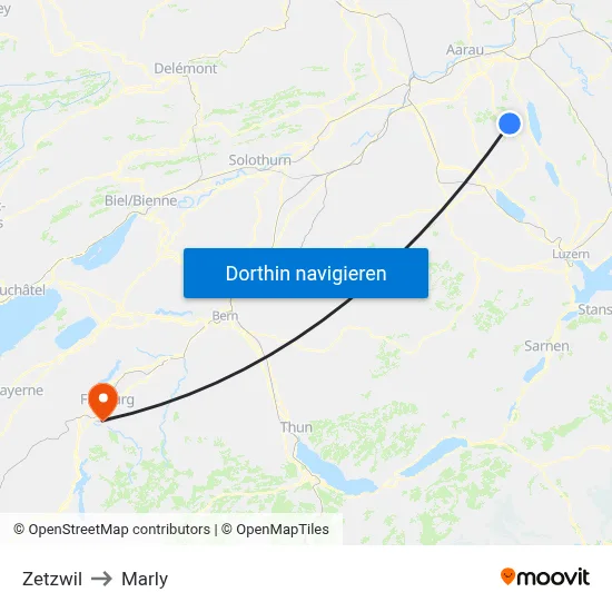 Zetzwil to Marly map