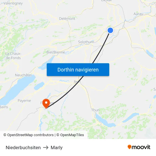 Niederbuchsiten to Marly map
