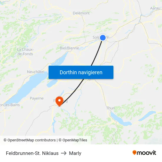 Feldbrunnen-St. Niklaus to Marly map