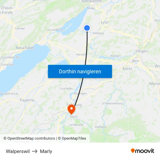 Walperswil to Marly map