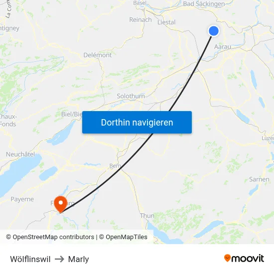 Wölflinswil to Marly map
