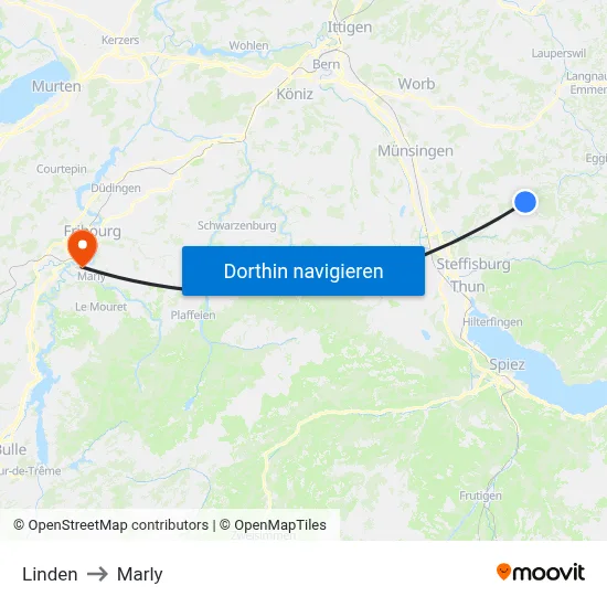 Linden to Marly map